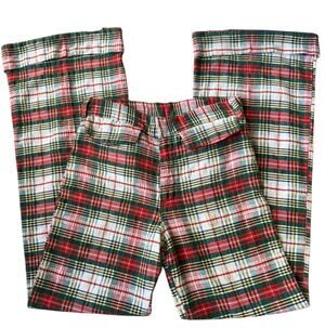 Vintage Handmade Red, Green Plaid high rise wide leg cuffed pants size medium